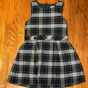 Lands' End Classic Navy Plaid Girls School Uniform Jumper